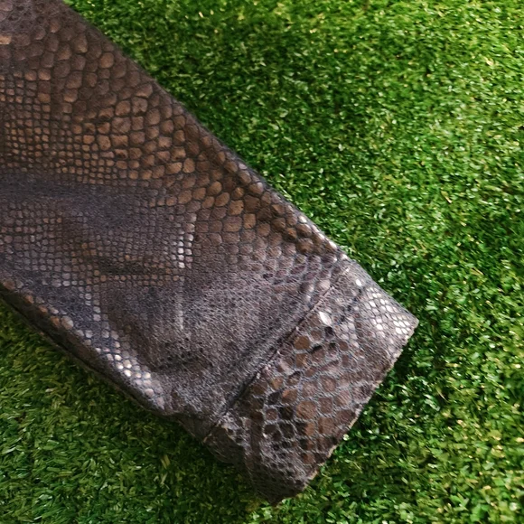 Y2k Baby Phat Blue Python-Print Leather Jacket - Picture 2 of 6